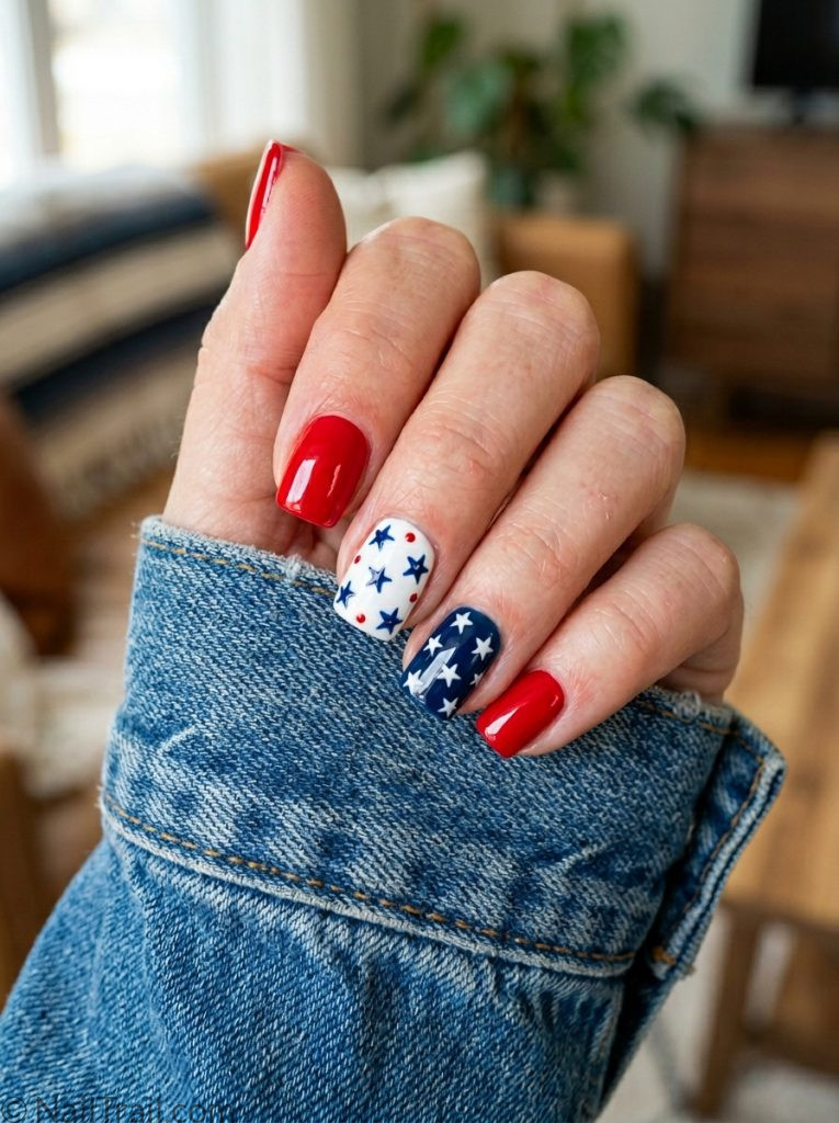 red white and blue nails patriotic square glossy star detail 2026