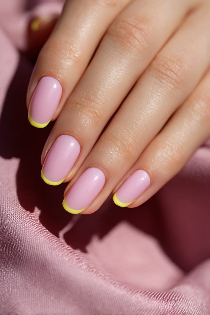 Pink Base with Yellow French Tips