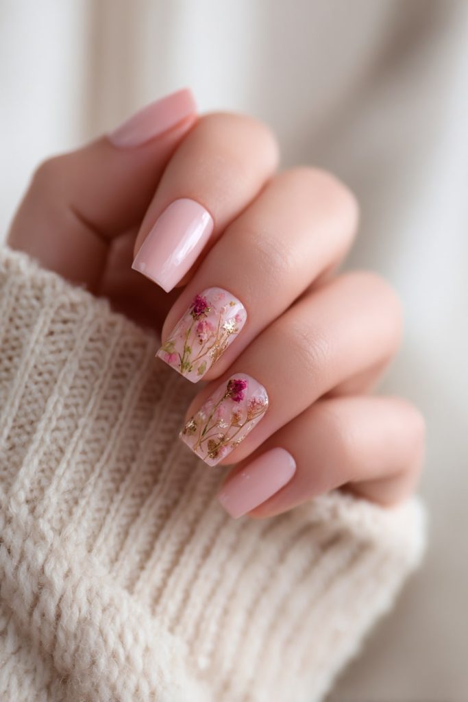 Dried Flower Accent Nails