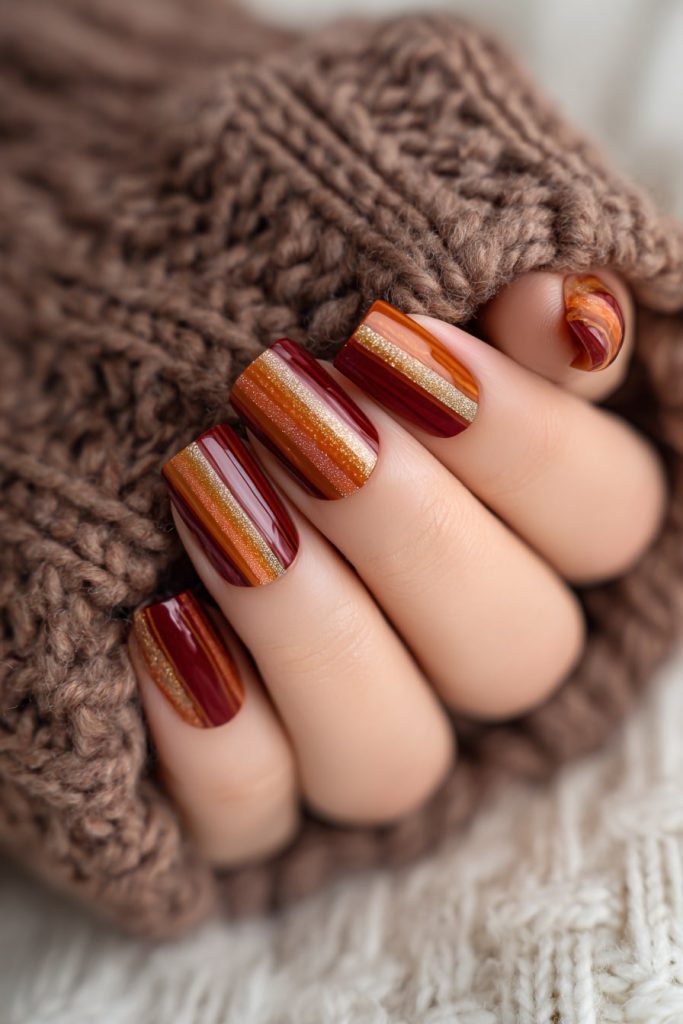 Sunset Stripe Nails