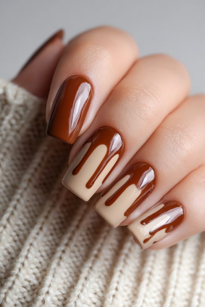 Caramel Drip Nails