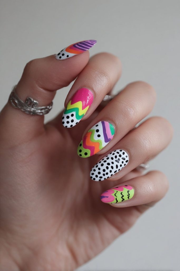 Mismatched Abstract Nails