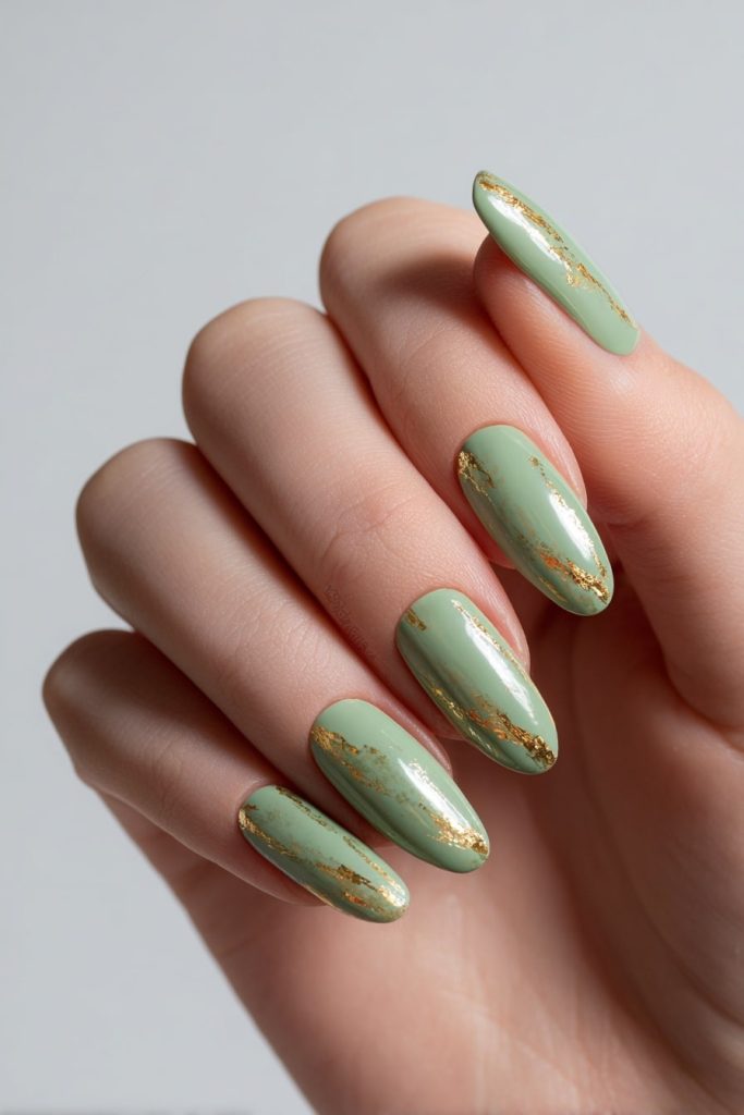 Gold Foil Over Sage Green