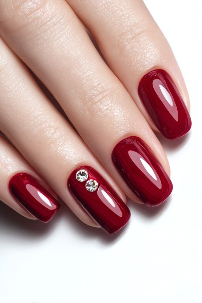 Ruby Red Jewel Nails