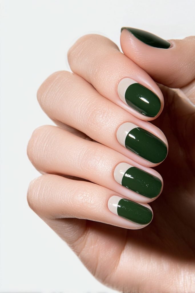 Forest Green & Nude Half Moons