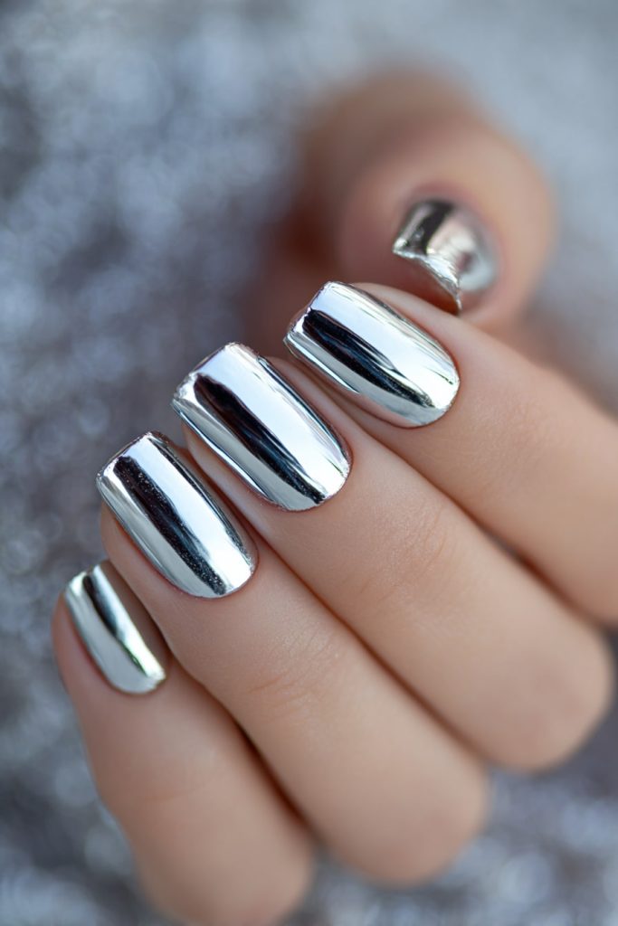 Silver Chrome Nails