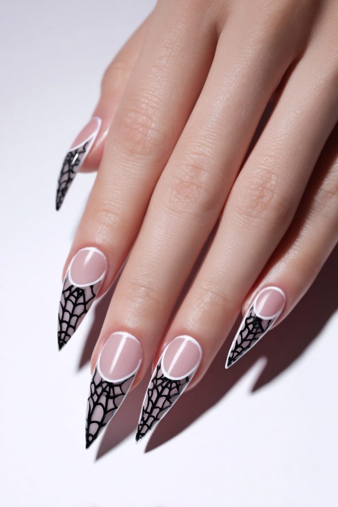 Spiderweb French Tips