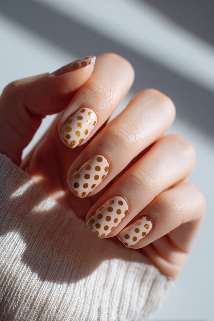 Gold Polka Dots on Nude