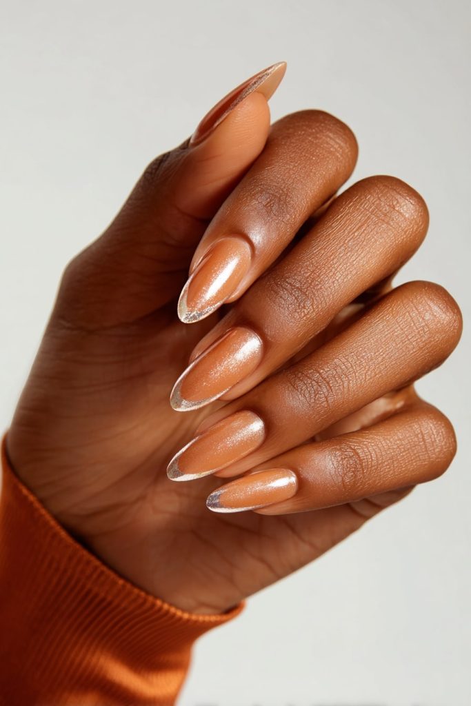 Caramel Nude with Glossy Tips