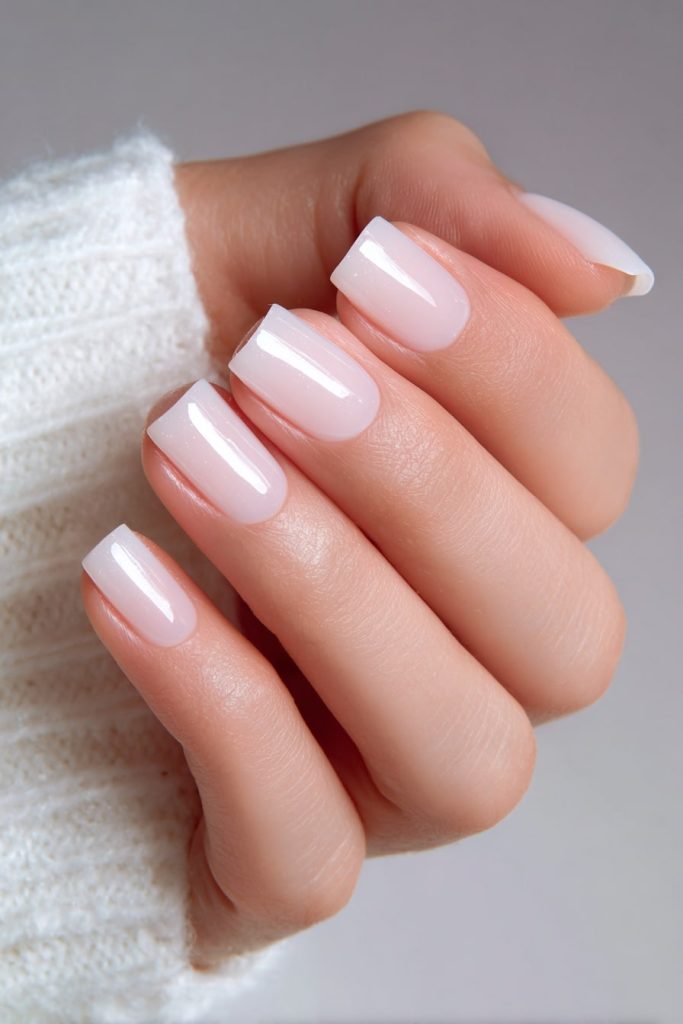 Milky White Square Nails
