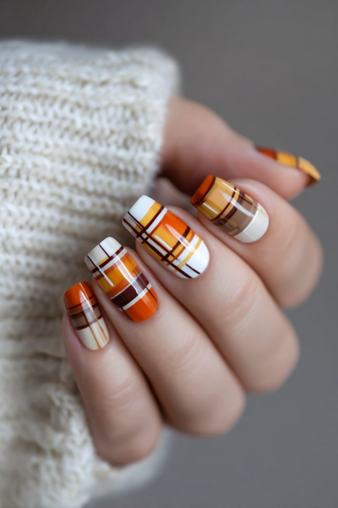 Plaid Thanksgiving Nails