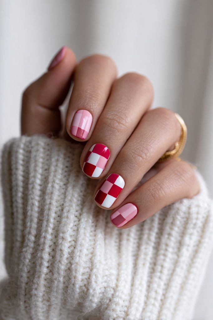 Square Nails with Color Blocking