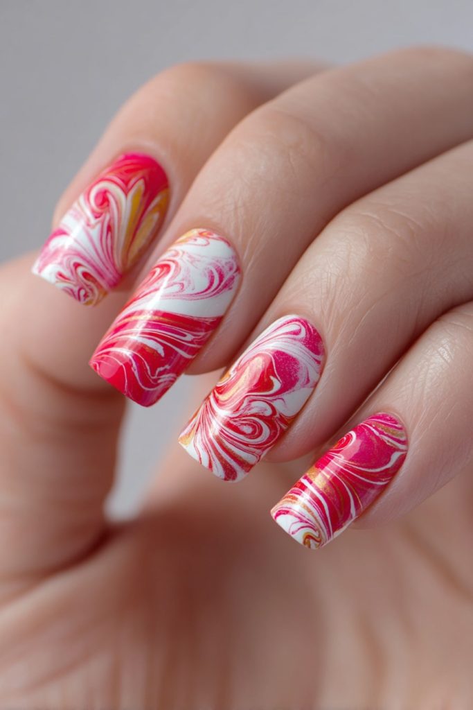 Square Nails with Abstract Art