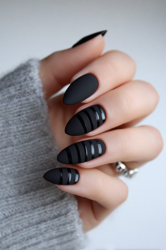 Black Matte with Glossy Designs