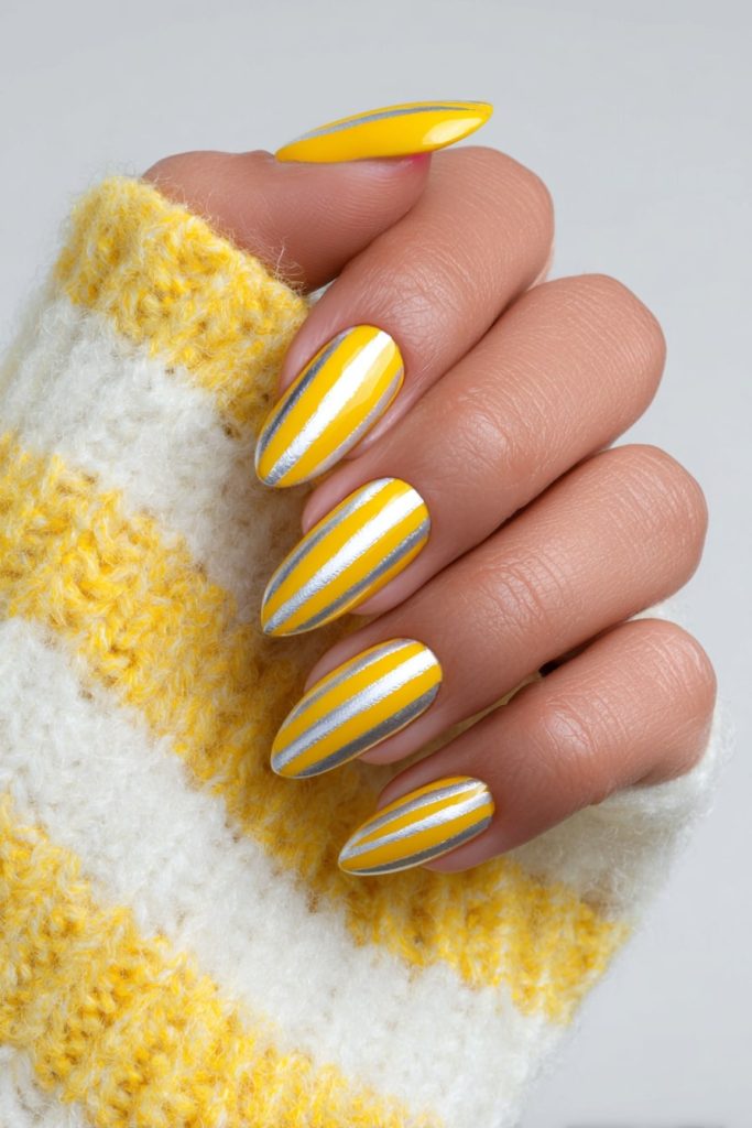 Yellow with Metallic Stripes