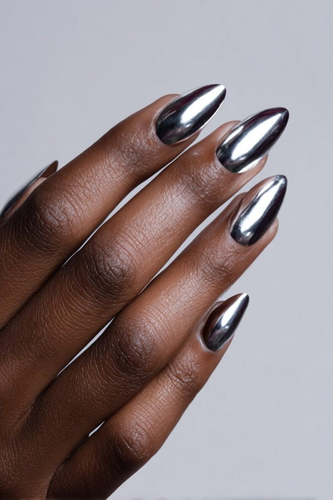 Silver Chrome Nails