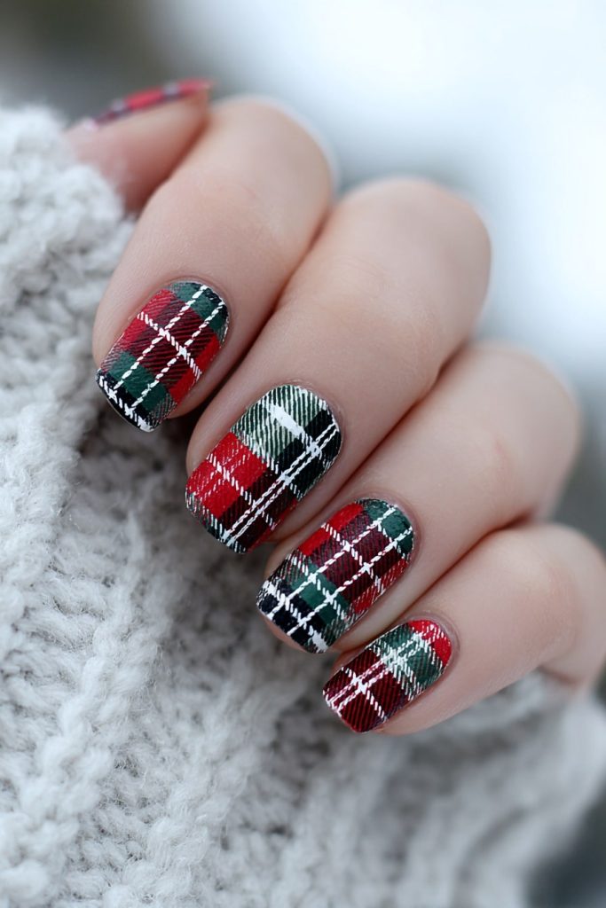Plaid Holiday Nails
