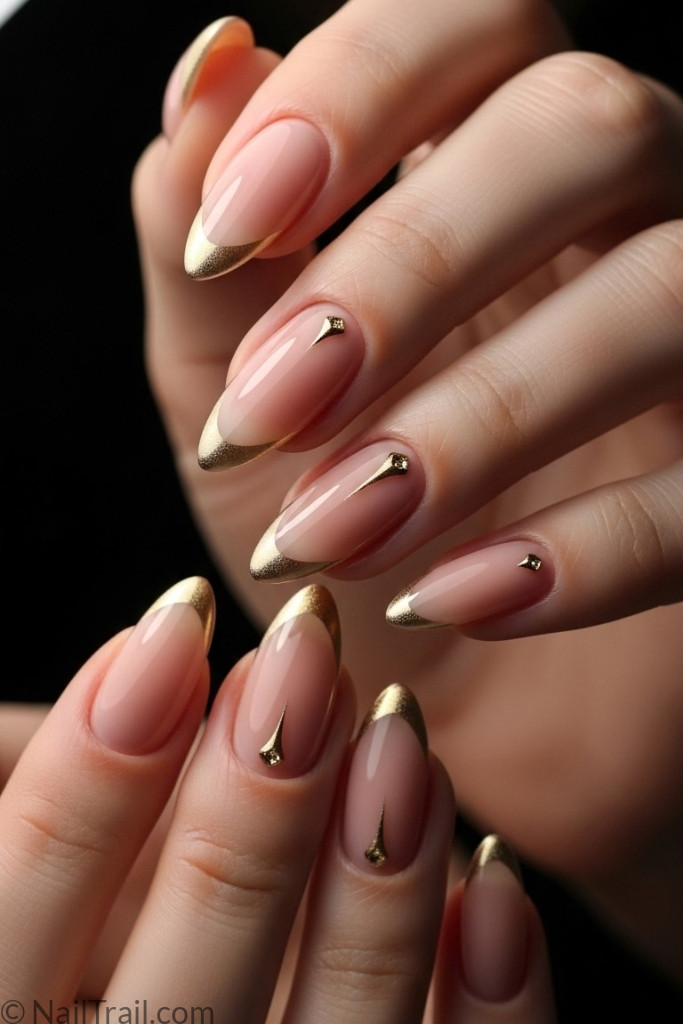 Almond nail shape with elegant nude manicure