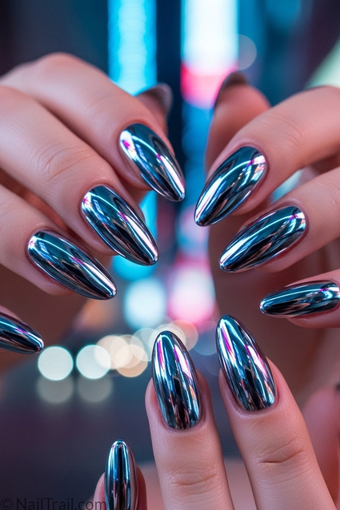 Chrome mirror nail design