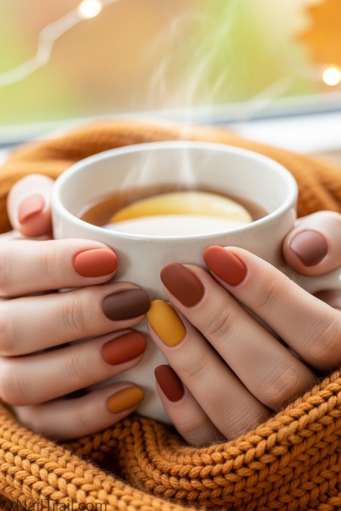 Fall brown nail design