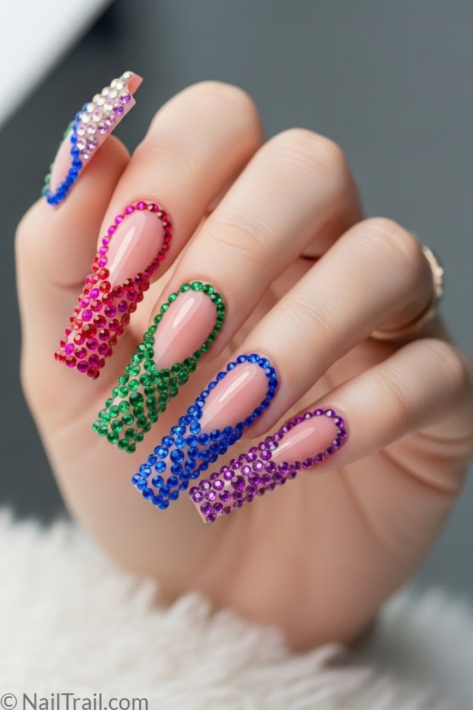 Flare nail shape with decorative nail art
