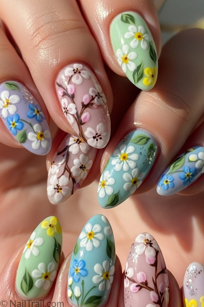 Floral spring nail art design