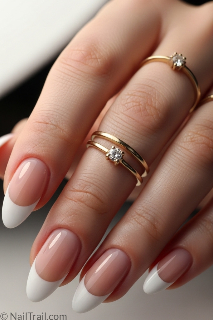 French tip nail manicure with glossy finish