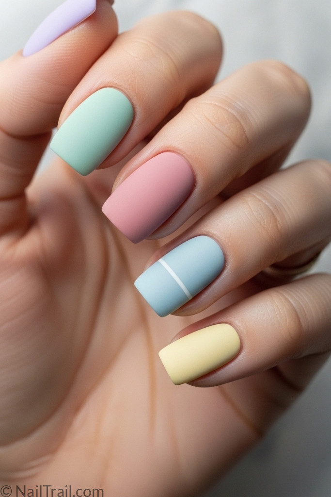 Matte pastel nail design