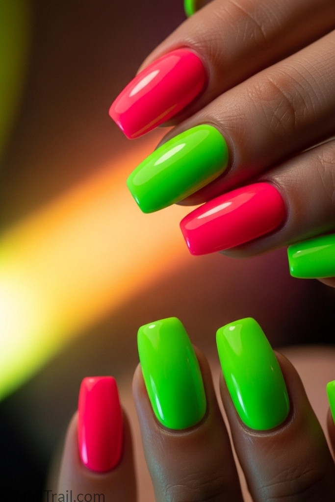 Neon colorful nail design
