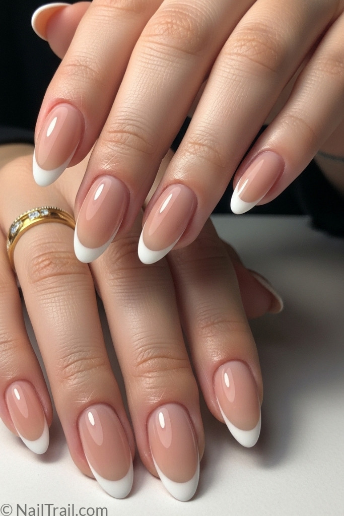 Nude and white nail design