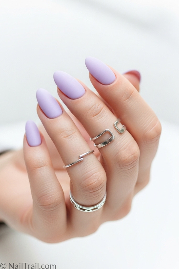 Oval nail shape manicure with pastel polish