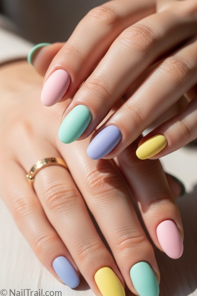 Pastel soft nail design