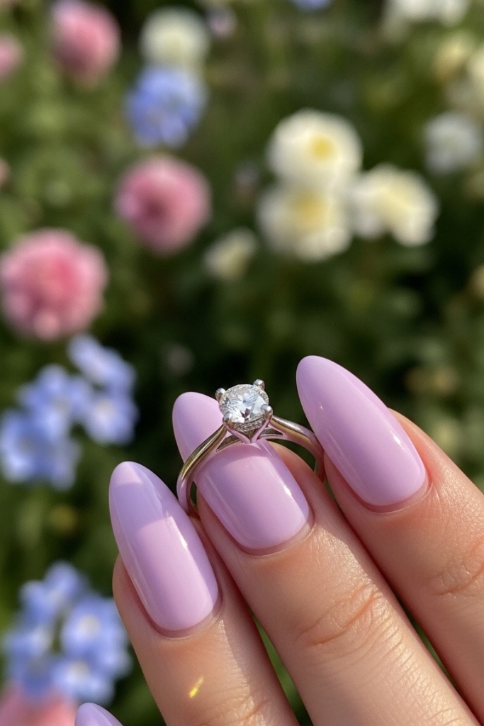 Pastel lavender engagement nails for summer proposal