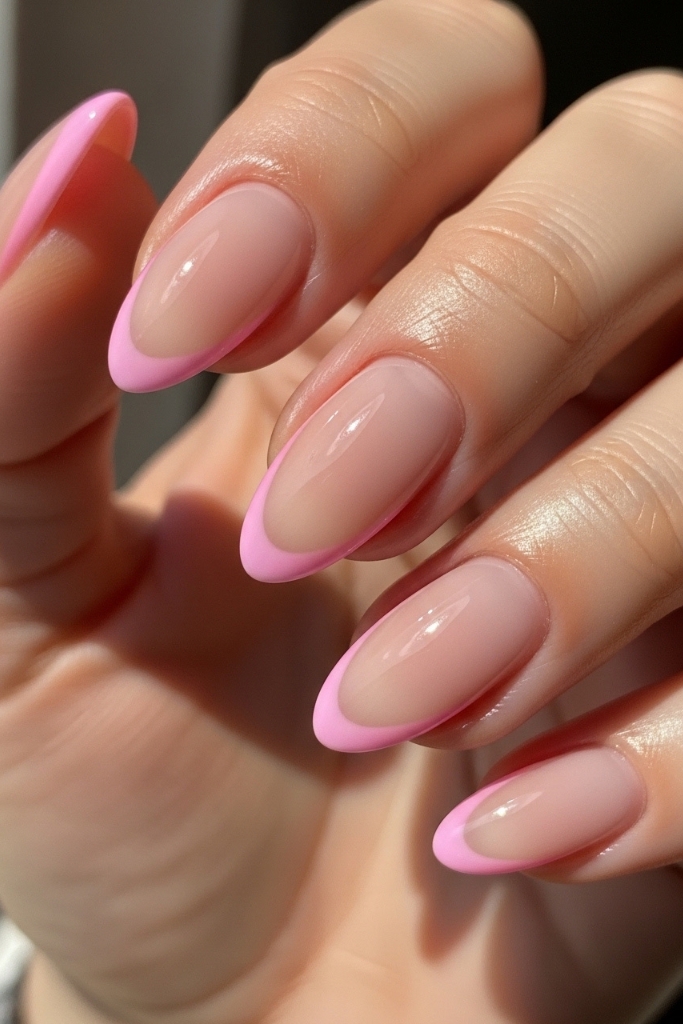 Pink aura almond nail set design
