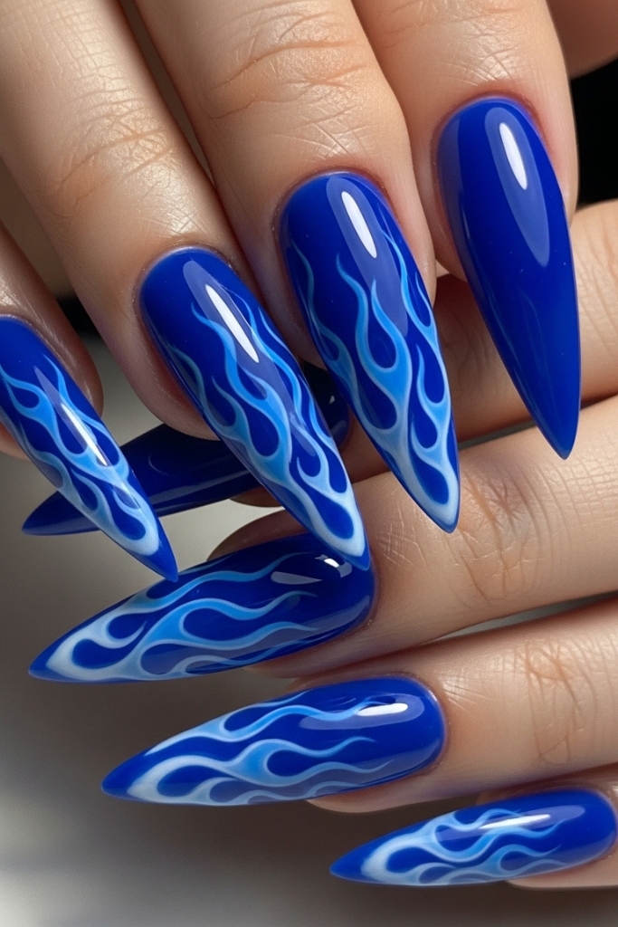 Blue flame villain inspired nails