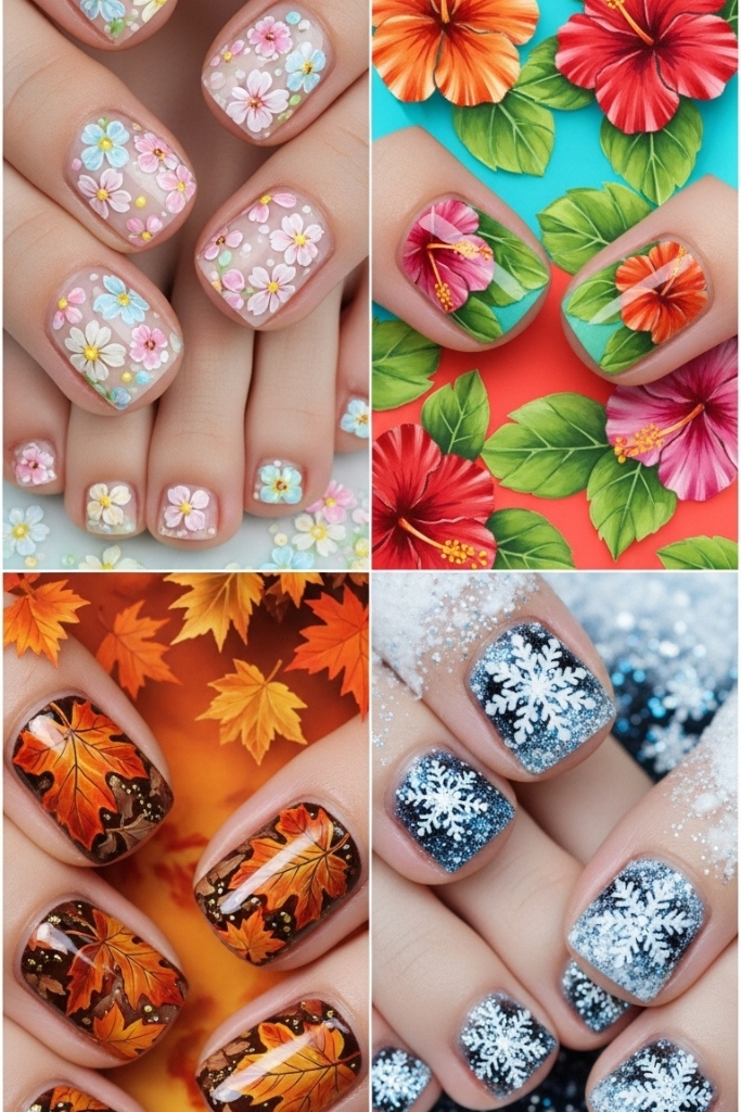 Seasonal toe nail art designs for all four seasons