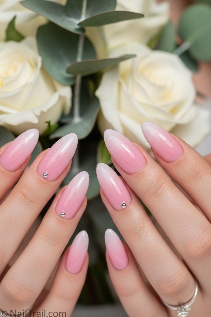 Wedding pink nail design