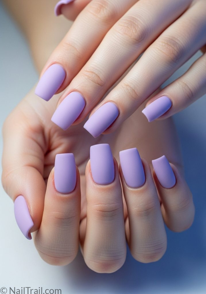 Fair hands with lilac square nails easy summer nails simple designs 2025