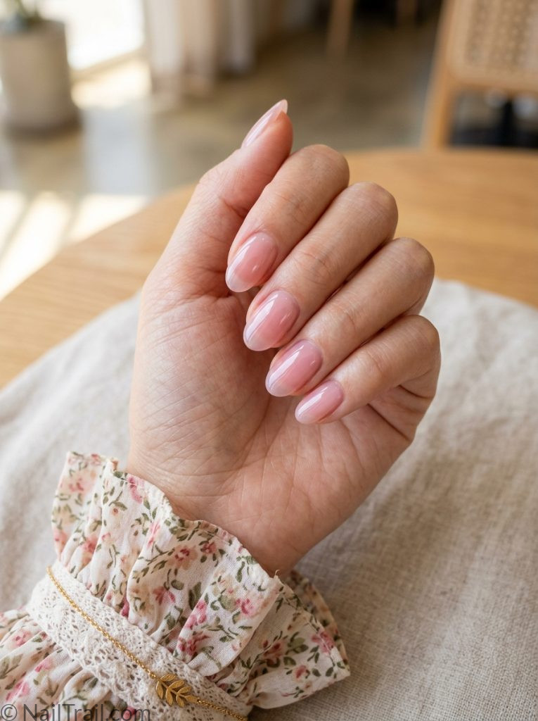 Korean glass nail trends 2026 translucent icy pink glossy