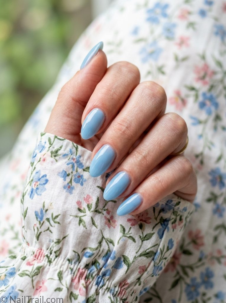 simple blue almond nail inspo ideas 2026 sky blue sheer glossy