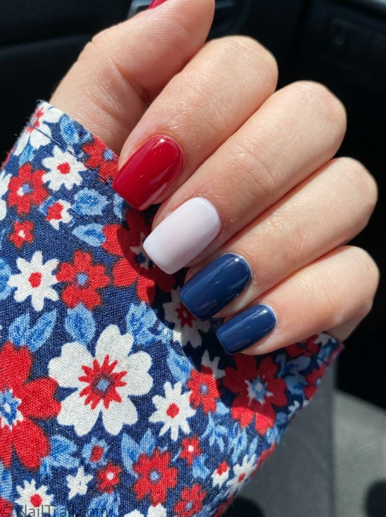 easy 4th of july nails solid red white blue square simple glossy