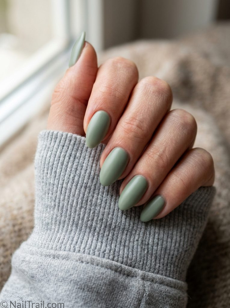 green nail inspo ideas 2026 sage almond satin muted earthy