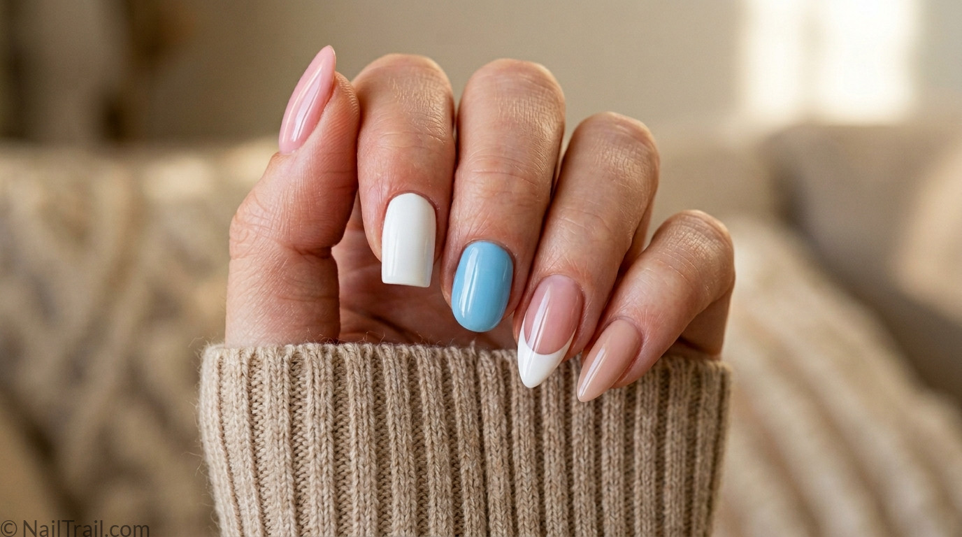 nail inspo ideas 2026 featured image almond square short pink blue French tip nails