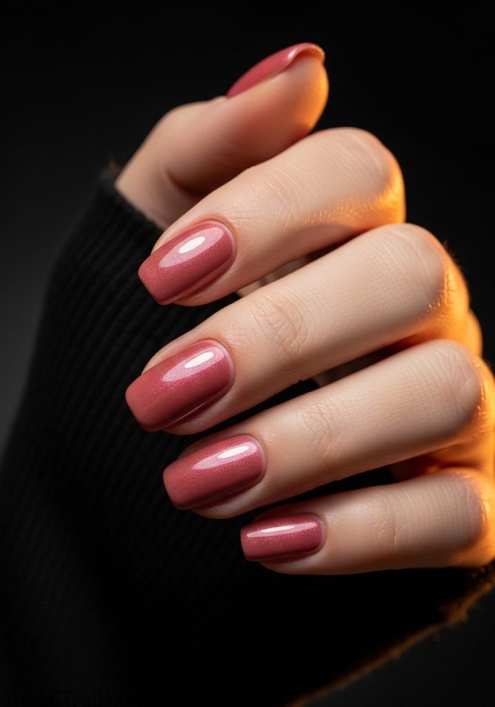 2000s almond pink shimmer tuscan nails rose bronze shimmer glossy