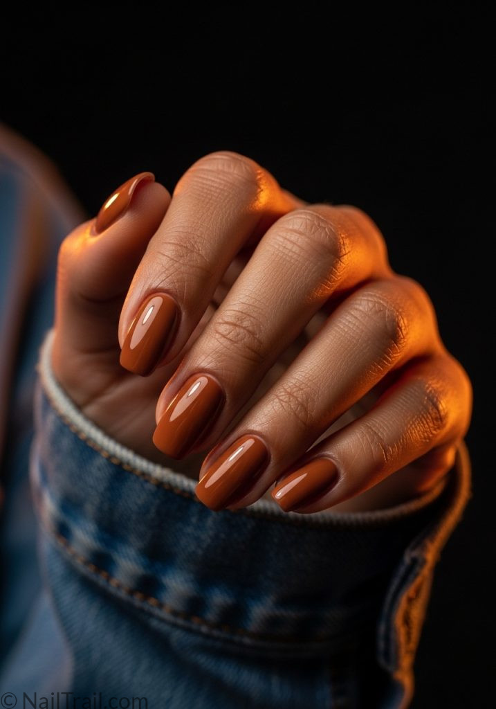 olive garden brown short tuscan nails 2000s caramel oval glossy