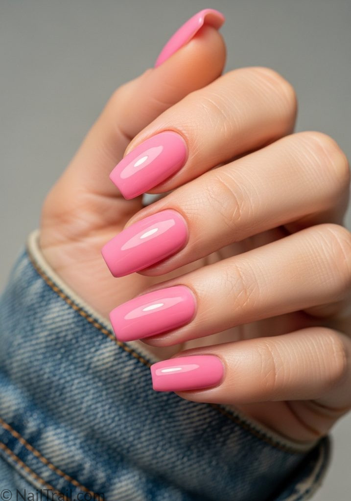 2000s pink square tuscan nails glossy frosty bubblegum high shine