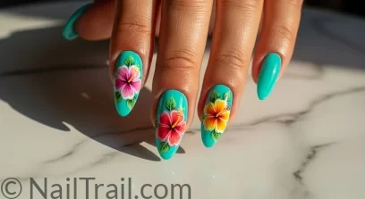16 Tropical Almond Nails Ideas Bursting with Color and Style
