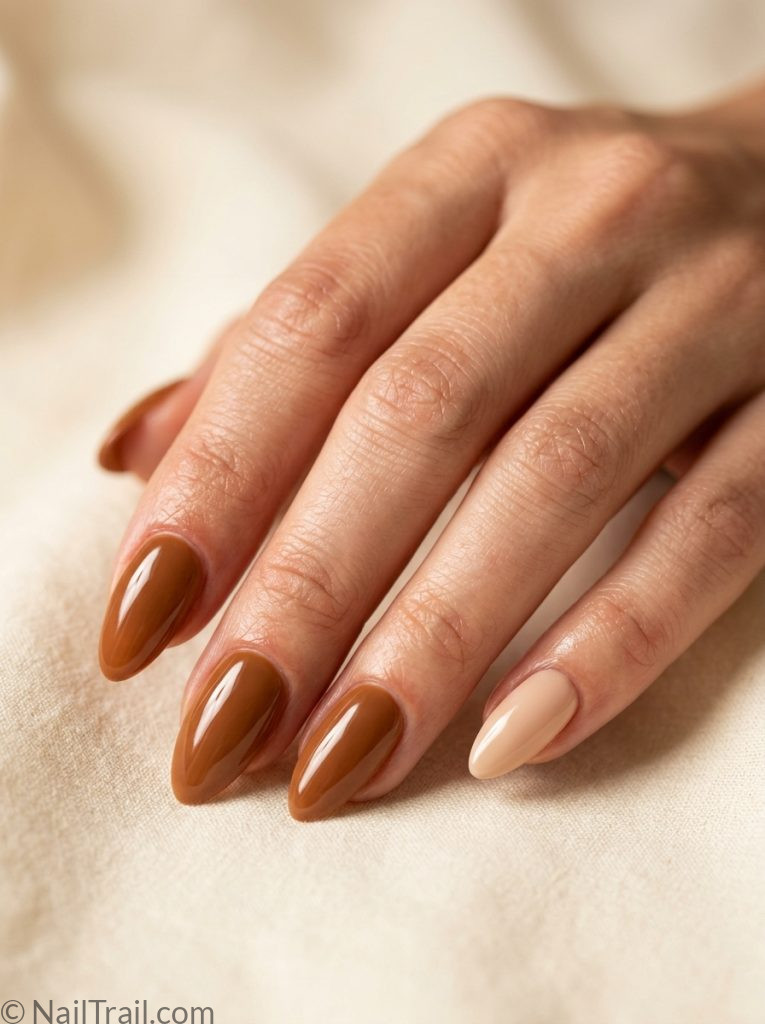 morgan wallen press on nails brown almond nude accent glossy convenient easy country concert
