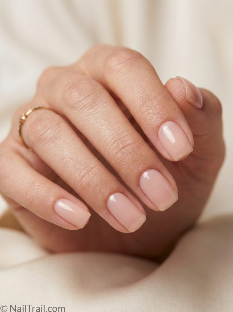 simple summer nails 2026 nude pink short square glossy soft effortless