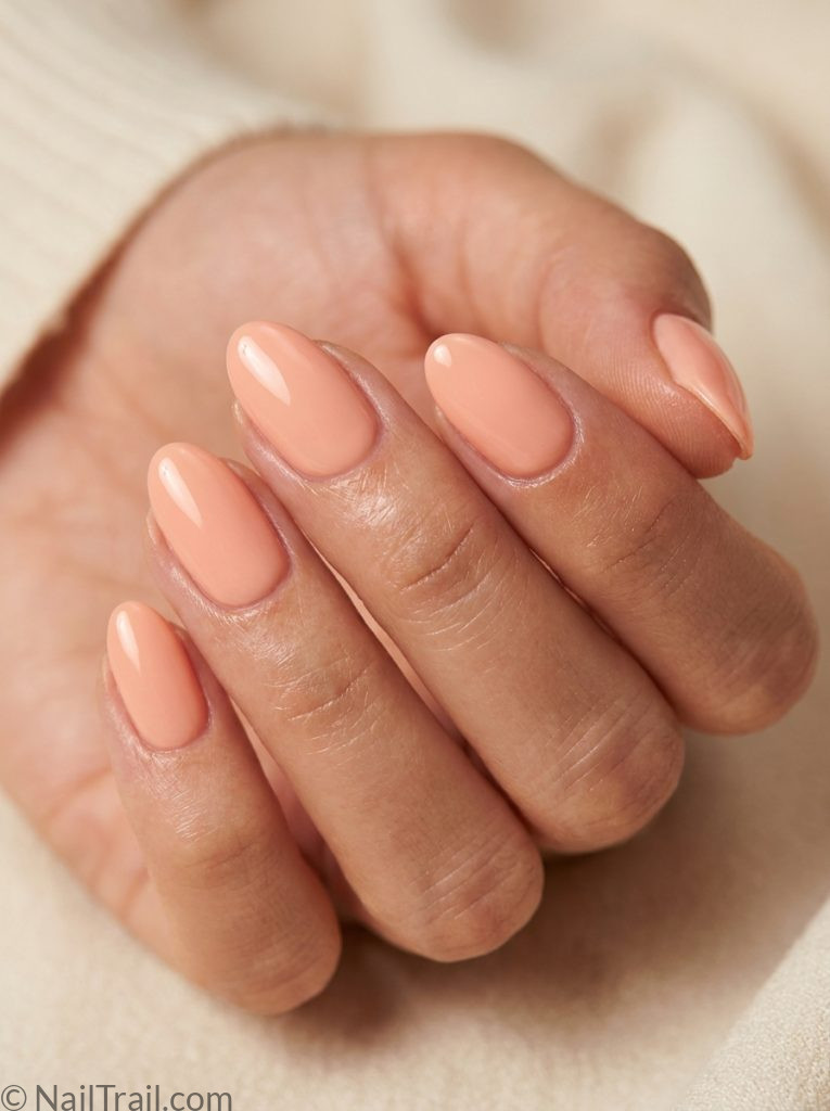  summer nails 2026 short almond peach glazed high shine glossy warm soft